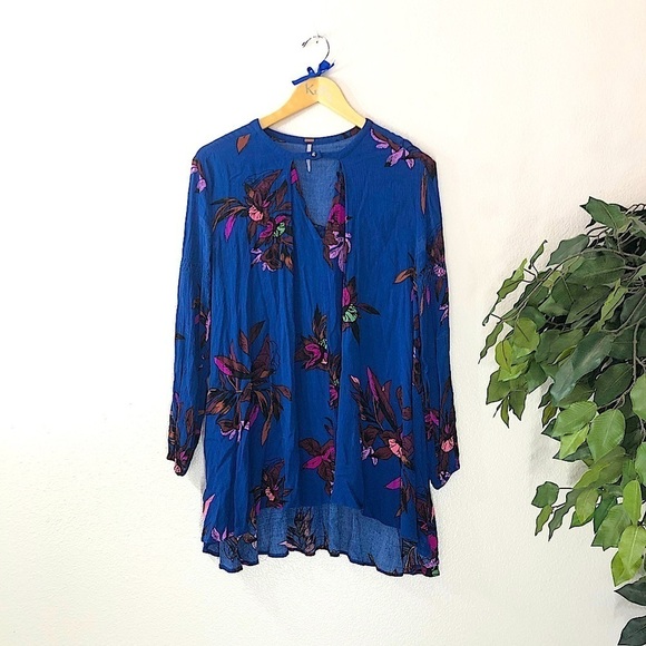 Free People Blue Floral Tunic/Dress - Picture 1 of 8